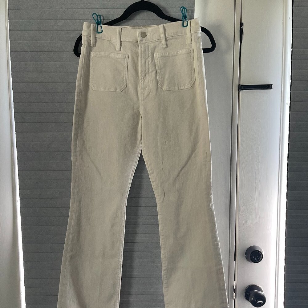 Mother Jeans Lil' Hustler Patch Pocket Flood-Cream Puff 29